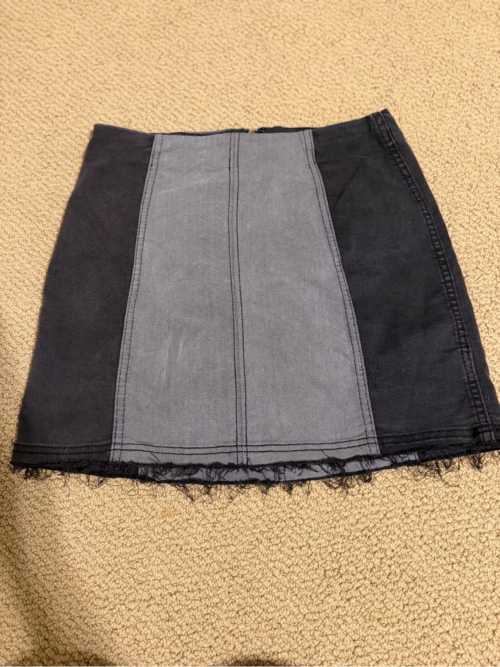 Free People Two-Tone Black and Gray Panel Mini Skirt - Picture 1 of 3